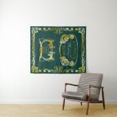 アールヌーボー本表紙の植物モチフス金ゴールドグリーン タペストリー (インサイチュ(横))