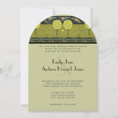 アールヌーボー森ヴィンテージ鳥の結婚式の招待 招待状 (正面)