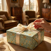 アールヌーボー植物壁紙 – ミントグリーン ラッピングペーパーシート