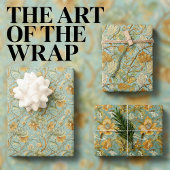 アールヌーボー植物壁紙 – ミントグリーン ラッピングペーパーシート