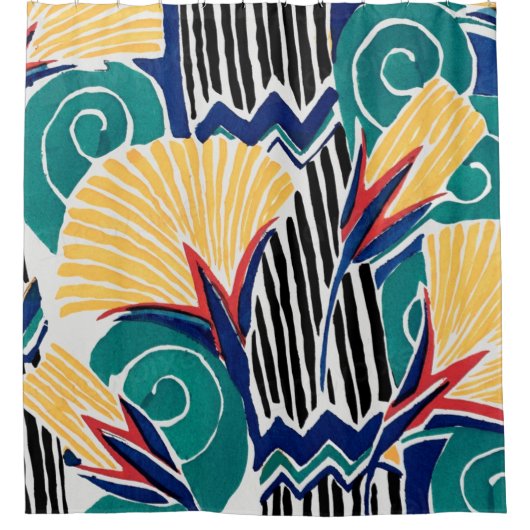 アールヌーボー植物学デザイン シャワーカーテン (正面)