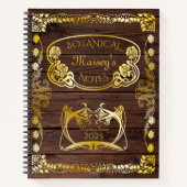 アールヌーボー植物学モティフスの本が木の金ゴールド ノートブック (正面)