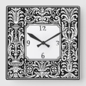 アールヌーボー植物幾何学縁ど スクエア壁時計 (正面)