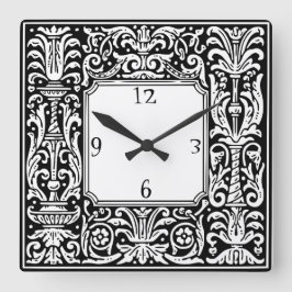 アールヌーボー植物幾何学縁ど スクエア壁時計