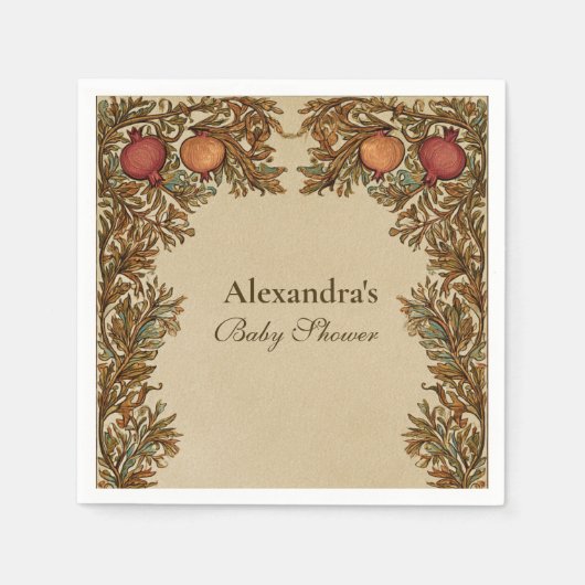 アールヌーボー植物性ベビーシャワー スタンダードカクテルナプキン (正面)