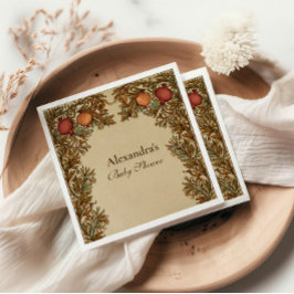 アールヌーボー植物性ベビーシャワー スタンダードカクテルナプキン