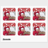 アールヌーボー様式のクリスマス フラワー モチーフ写真 - メリークリスマス スクエアシール (シート)