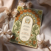 アールヌーボー様式のペオニーとローズのウェディング 招待状