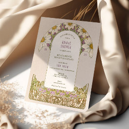 アールヌーボー様式のラベンダーのマーガレット　ブライダルシャワーの招待状 招待状