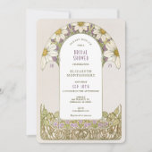 アールヌーボー様式のラベンダーダイズのブライダルシャワー　パープルラベンダー 招待状 (正面)