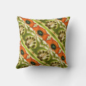 アールヌーボー様式化されたグリーンレッドポピー クッション (裏面)