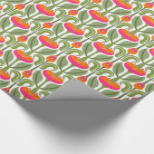 アールヌーボー様式化チューリップピンク&オレンジ ラッピングペーパー (角)