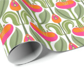 アールヌーボー様式化チューリップピンク&オレンジ ラッピングペーパー (ロールコーナー)