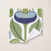 アールヌーボー様式化ブルーチューリップ バスタオルセット (ウォッシュタオル)