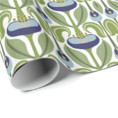 アールヌーボー様式化ブルーチューリップ ラッピングペーパー (ロールコーナー)