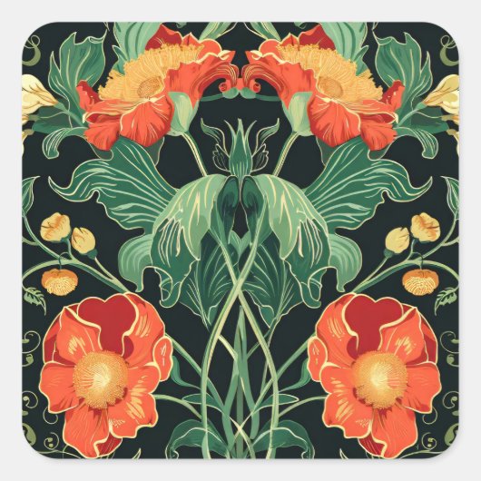 アールヌーボー模様 スクエアシール (正面)