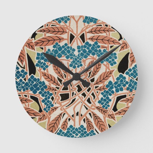 アールヌーボー模様#12 ラウンド壁時計 (正面)