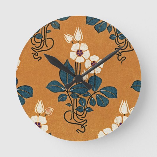 アールヌーボー模様#7 ラウンド壁時計 (正面)