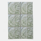 アールヌーボー樹状花タイル灰色グリーン キッチンタオル (縦)