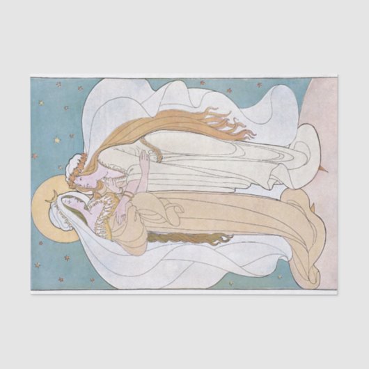 アールヌーボー母の娘の女性ムーンデカップージ 薄葉紙 (正面)