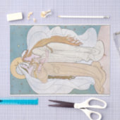 アールヌーボー母の娘の女性ムーンデカップージ 薄葉紙 (クラフト)