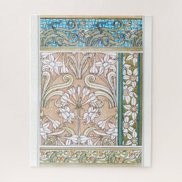 アールヌーボー水仙ヴィンテージ織物フローラ ジグソーパズル