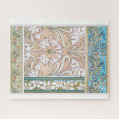 アールヌーボー水仙ヴィンテージ織物フローラ ジグソーパズル (横)