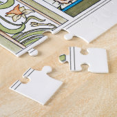 アールヌーボー水仙ヴィンテージ織物フローラ ジグソーパズル (側面)