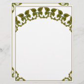 アールヌーボー水彩緑葉 レターヘッド (正面/裏面)