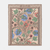 アールヌーボー沿岸の花とレースモノグラムの- フリースブランケット (正面)