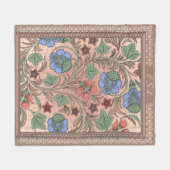アールヌーボー沿岸の花とレースモノグラムの- フリースブランケット (正面(横))