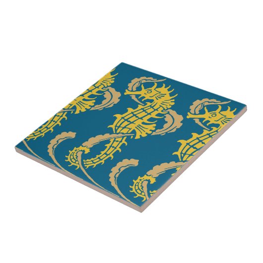 アールヌーボー海ビーチ航海のシーホースフリーズ タイル (側面)