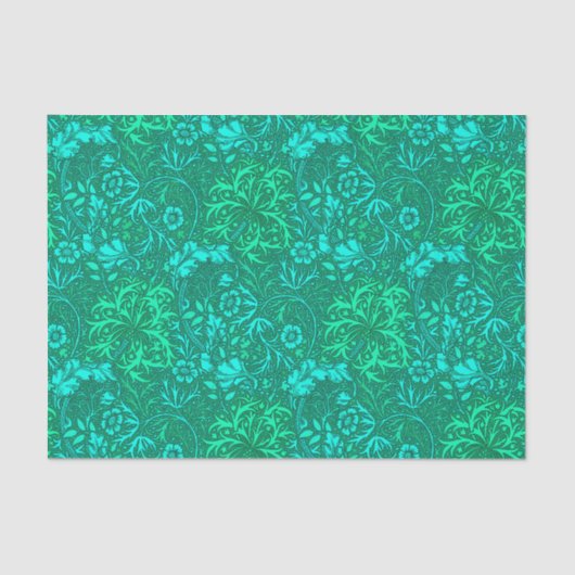 アールヌーボー海藻フローラ、ターコイズ、アクア 薄葉紙 (正面)
