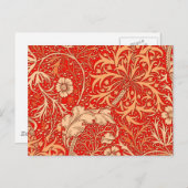 アールヌーボー海藻フローラ、深いコーラルオレンジ ポストカード (正面/裏面)