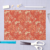 アールヌーボー海藻フローラ、深いコーラルオレンジ 薄葉紙 (クラフト)