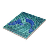 アールヌーボー独身の – 青い魚 タイル (側面)