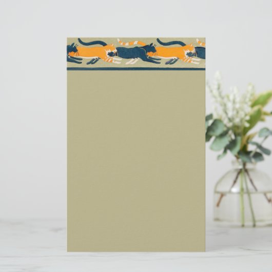 アールヌーボー猫と花の文房具 便箋 (スタンド正面)