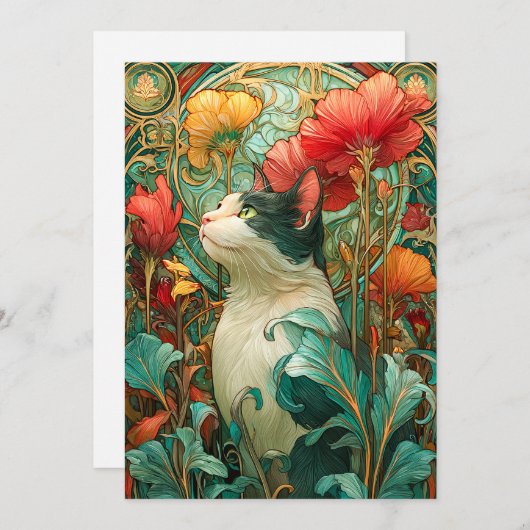 アールヌーボー猫 シーズンカード (正面/裏面)