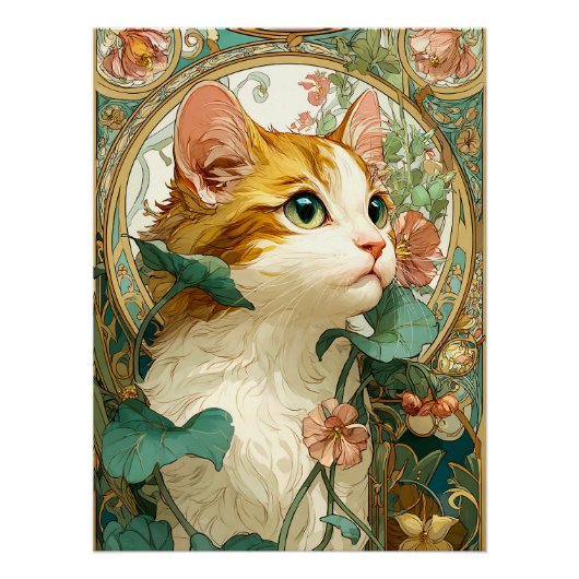 アールヌーボー猫 ポスター (正面)