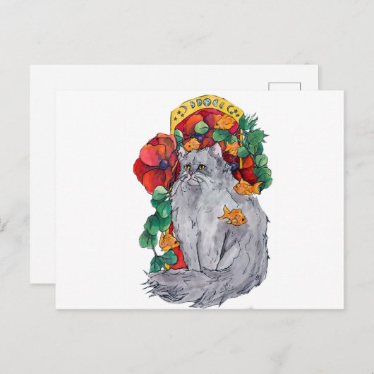 アールヌーボー猫#2 シーズンポストカード (正面/裏面)