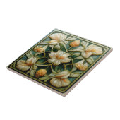 アールヌーボー白い花フランスの背景(青) タイル (側面)