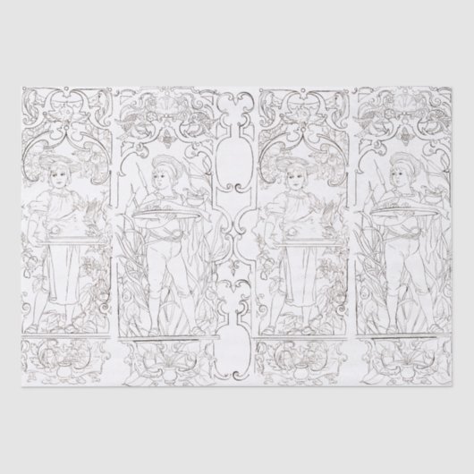 アールヌーボー白黒調理師ボーイズデクページ 薄葉紙 (正面)