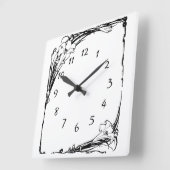 アールヌーボー百合 スクエア壁時計 (傾斜)