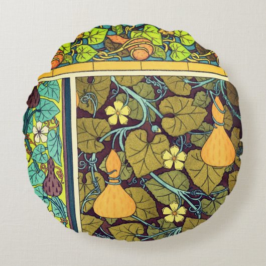 アールヌーボー秋のフローラエレガントグルパー ラウンドクッション (正面)