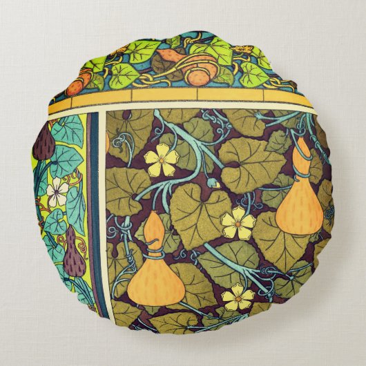 アールヌーボー秋のフローラエレガントグルパー ラウンドクッション (裏面)