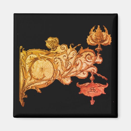 アールヌーボー秋スコンスとスパイダーウェブ マグネット (正面)