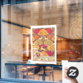 アールヌーボー秋木と鹿ヴィンテージ秋 ウィンドウサイン (カフェ窓)