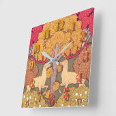 アールヌーボー秋木と鹿ヴィンテージ秋 スクエア壁時計 (傾斜)