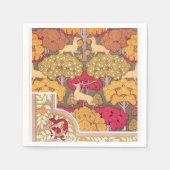 アールヌーボー秋木と鹿ヴィンテージ秋 スタンダードカクテルナプキン (正面)