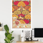 アールヌーボー秋木と鹿ヴィンテージ秋 ポスター (ホームオフィス)